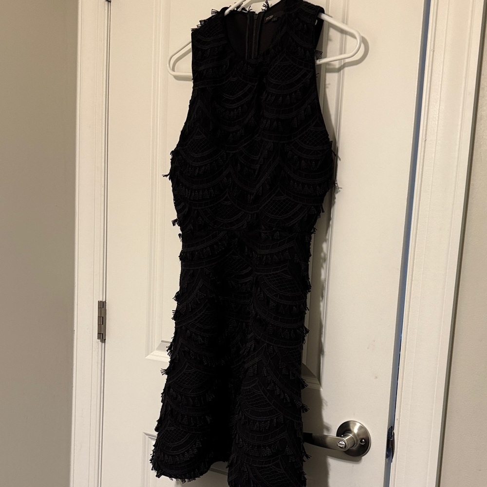 Maje Black Textured Mini Dress